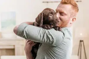 happy man and dog