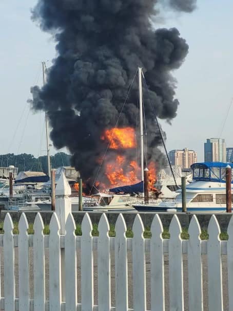 May be an image of fire and boat